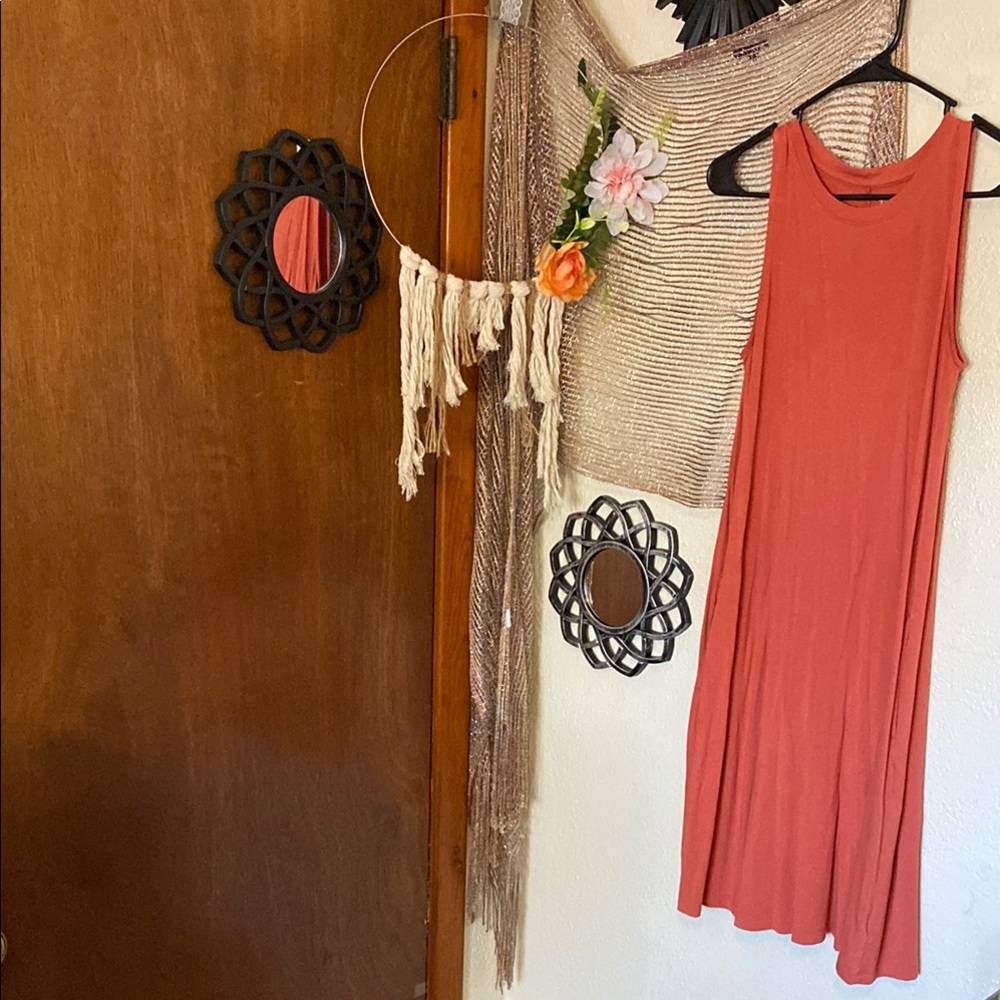 Time and Tru Coral Midi Dress